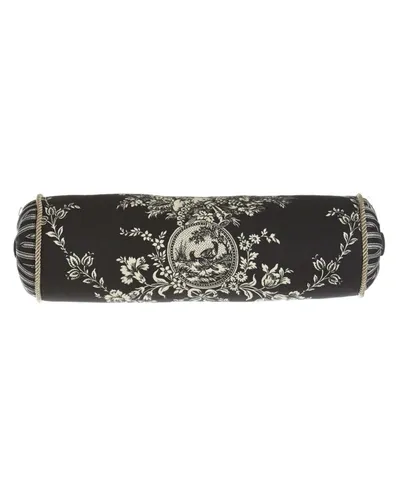 Sherry Kline Home French Toile Neck Roll Pillow, 6" X 20" In Black