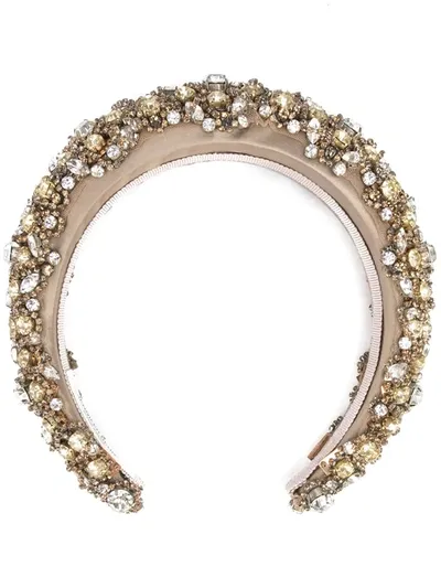 Jennifer Behr Gold Tone Edetta Crystal Silk Headband