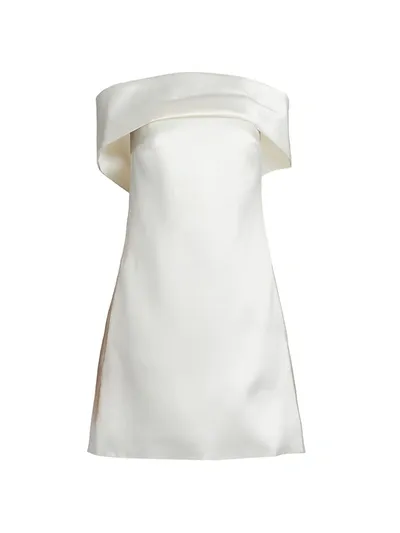 Amsale Off The Shoulder Mikado Cocktail Dress In Ivory