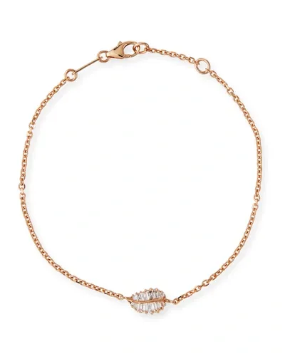 Anita Ko 18kt Rose Gold Palm Leaf Baguette Diamond Bracelet In Not Applicable