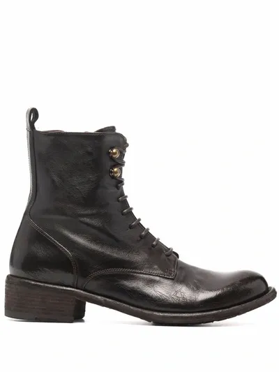 Officine Creative Polished-leather Boots In Braun