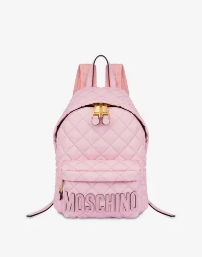 Moschino Quilted Nylon Backpack In Pink