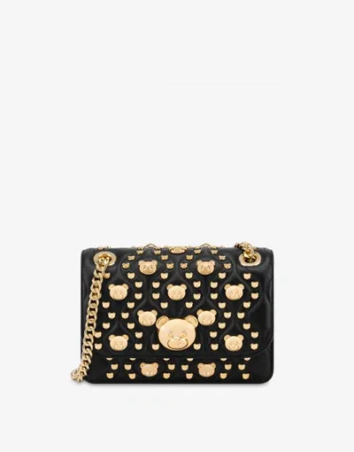 Moschino Teddy Studs Shoulder Bag In Black