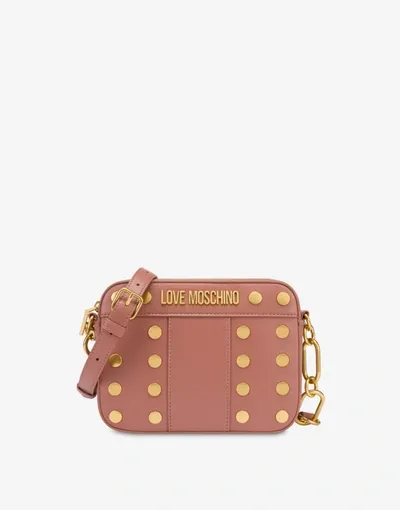 Love Moschino Gold Studs Camera Bag In Taupe