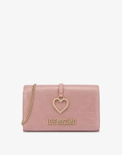 Love Moschino Heart Logo Crossbody Bag In Powder Pink