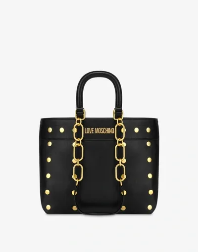 Love Moschino Gold Studs Shopper In Black