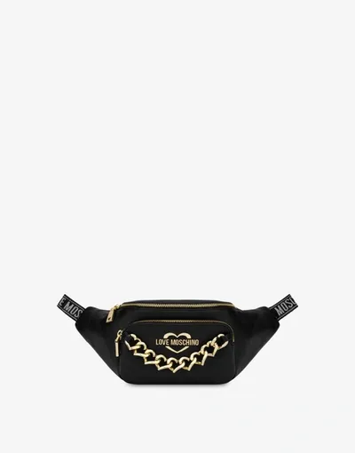 Love Moschino Heart-chain Trim Belt Bag In Black