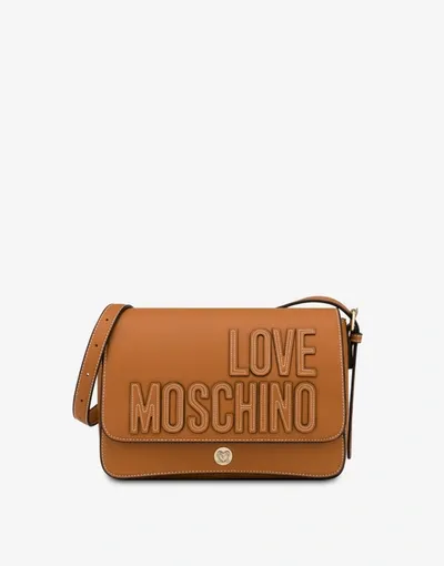 Love Moschino Embroidery Logo Shoulder Bag In Black