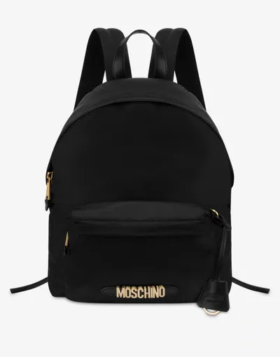 Moschino Lettering Logo Nylon Backpack In Beige