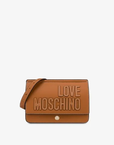 Love Moschino Embroidery Logo Shoulder Bag In Black