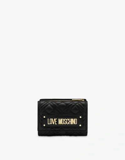 Love Moschino Shiny Quilted Wallet In Black