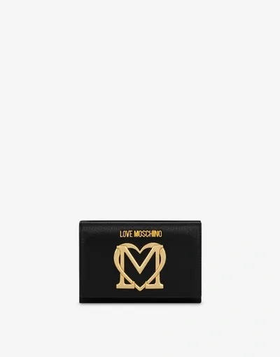 Love Moschino Gold Metal Logo Wallet In Black