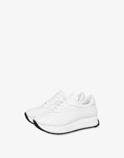 Love Moschino Quilted Running Sneakers In White