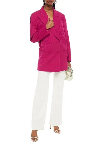 Dundas Double-breasted Leopard-print Wool-blend Jacquard Blazer In Fuchsia