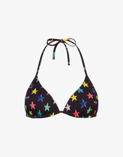 Moschino All-over Stars Bikini Top In Black