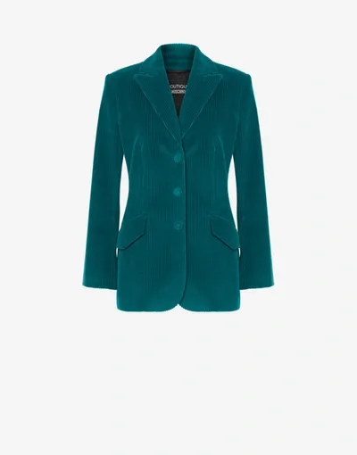 Boutique Moschino Corduroy Jacket In Teal