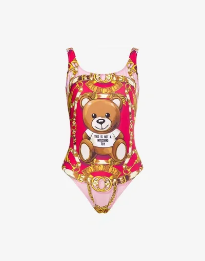 Moschino Teddy Scarf One-piece Swimsuit In Fuchsia