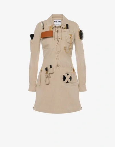 Moschino Safari Essential Kit Gabardine Dress In Light Brown