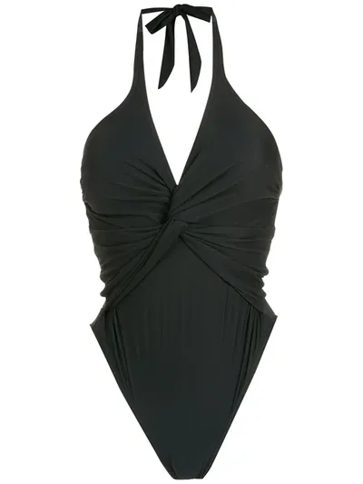 Amir Slama V-neck Swimsuit In Schwarz