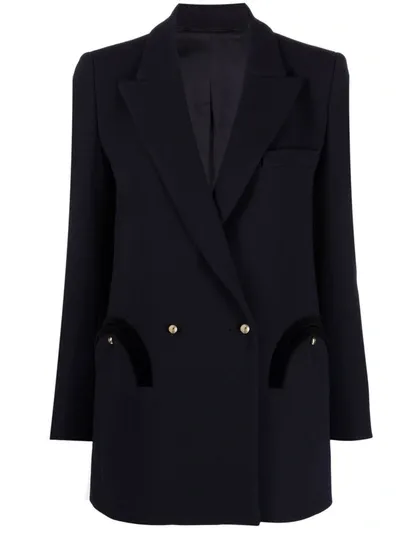 Blazé Milano Resolute Everyday Double-breasted Velvet-trimmed Wool-crepe Blazer In Multi-colour