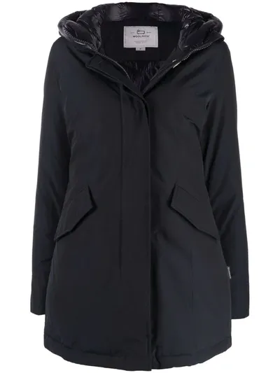 Woolrich Hooded Padded Coat In Blue