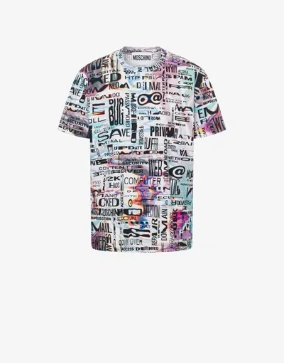 Moschino Allover Glitch Jersey T-shirt In Multicoloured