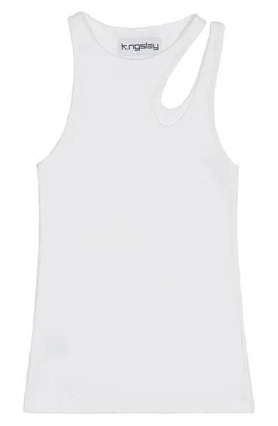 K.ngsley Women's Romain Cutout Cotton Jersey Tank Top In White