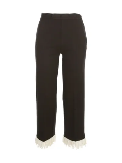 Twinset Wide Leg Pants W/fringes On Bottom