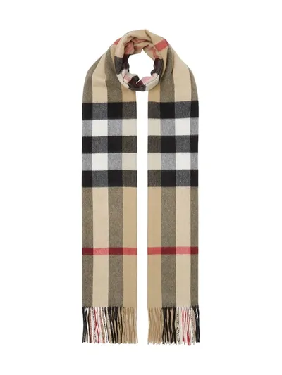 Burberry Vintage Check Cashmere Scarf In Brown