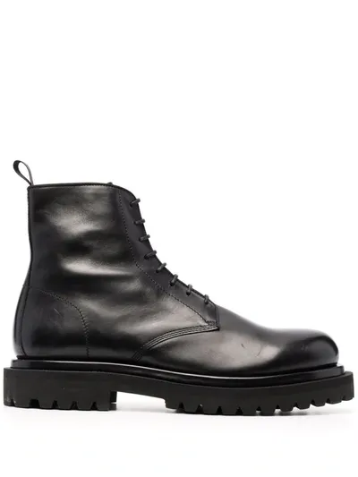 Officine Creative Eventual Polished Leather Boots In Schwarz