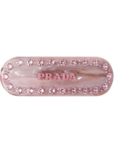 Prada Embellished-logo Hairclip In Rosa