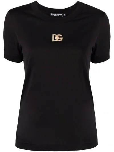 Dolce & Gabbana Logo-plaque Short-sleeve T-shirt In Black