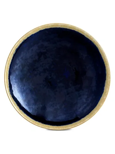 L'objet Small Zen Forest 24k Gold & Porcelain Round Tray In Blue