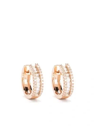 Djula 18kt Rose Gold Diamond Huggie Hoop Earrings In Rosa