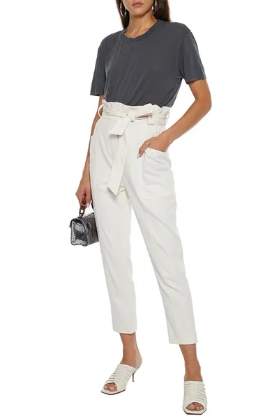 Iro Tomor Cropped Cotton And Wool-blend Twill Tapered Pants In Off-white