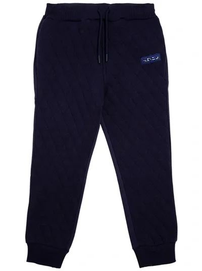 Kenzo Kids' Logo-patch Cotton Track Trousers In Navy