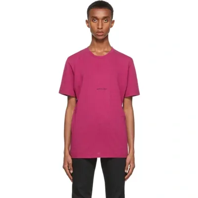 Saint Laurent Pink Rive Gauche Logo T-shirt In Fuchsia Noir