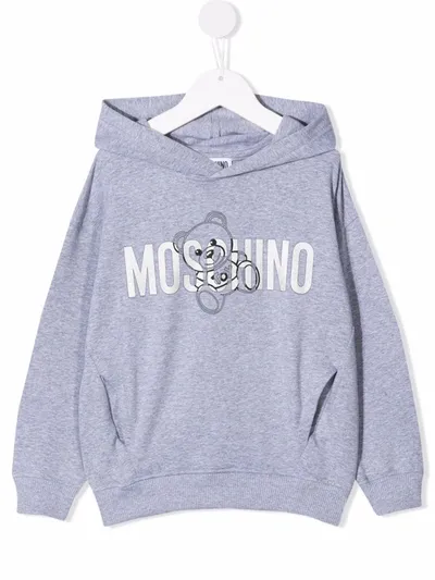 Moschino Logo-print Cotton Hoodie In Grau