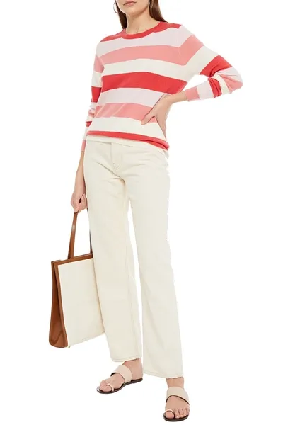 Chinti & Parker Striped Wool And Cashmere-blend Sweater In Papaya