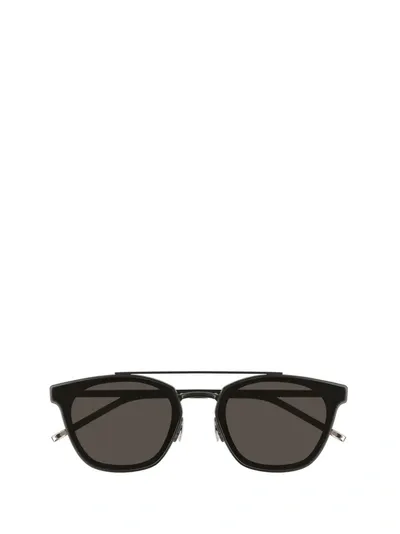 Saint Laurent Eyewear Double Bridge Square Frame Sunglasses In Black