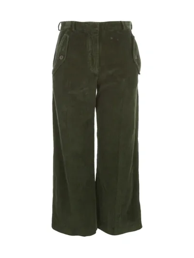 Kenzo Khaki Flared Corduroy Trousers In Green