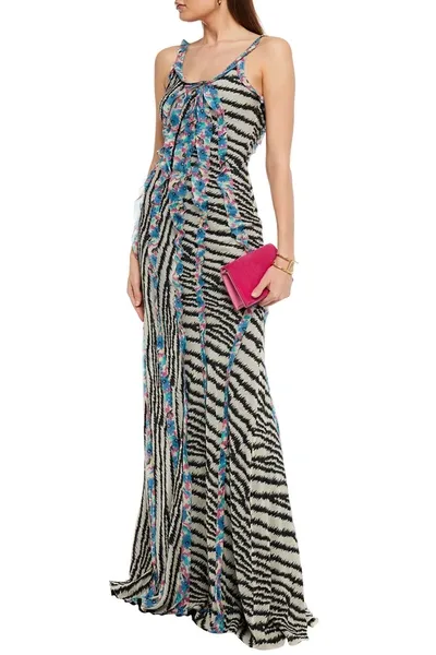 Etro Open-back Printed Silk-georgette Gown In Black