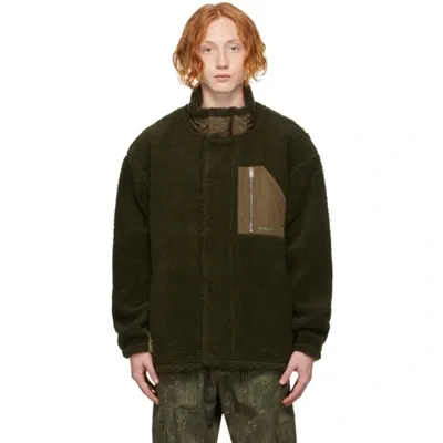 Ambush Funnel-neck Fleece Jacket In Military Green