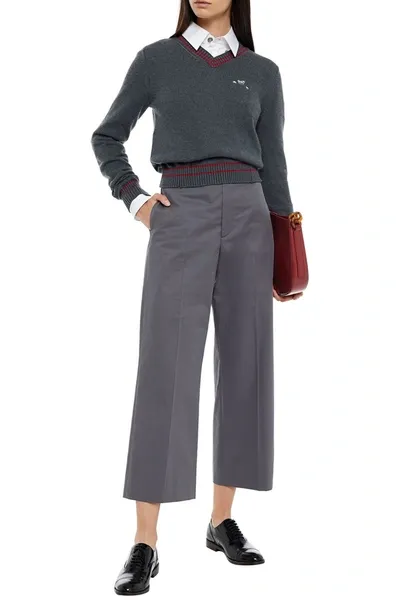 Maison Margiela Cropped Cotton-twill Straight-leg Pants In Gray