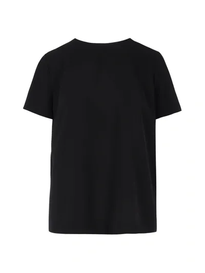 P.a.r.o.s.h Rear Slit Short-sleeved Blouse In Black