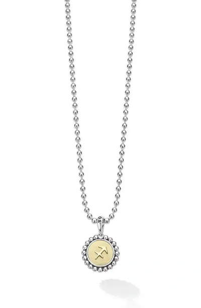 Lagos Signature Caviar Zodiac Pendant Necklace In Sagittarius