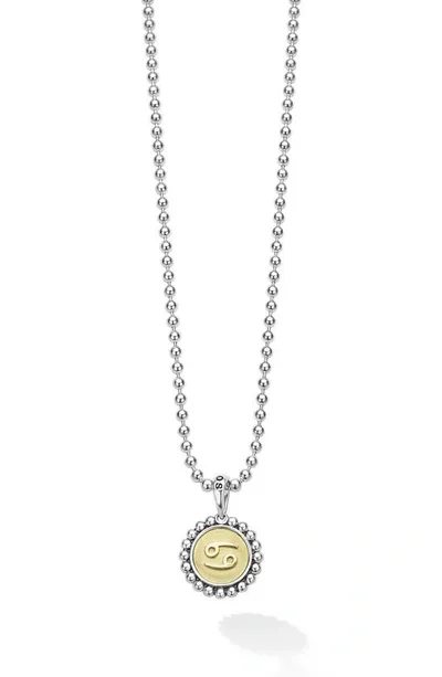 Lagos Signature Caviar Zodiac Pendant Necklace In Cancer