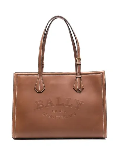 Bally Calie Logo-debossed Tote In Brown