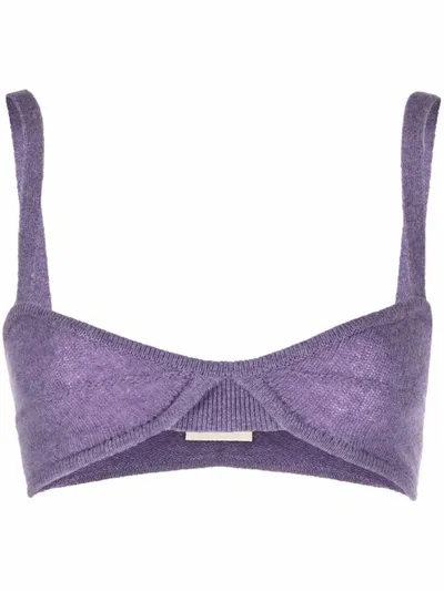 Khaite Eda Knitted Cashmere Bralette In Amethyst