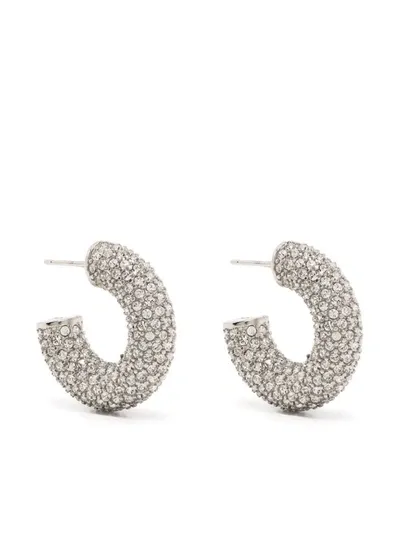 Amina Muaddi Mini Cameron Hoop Earrings In Grau